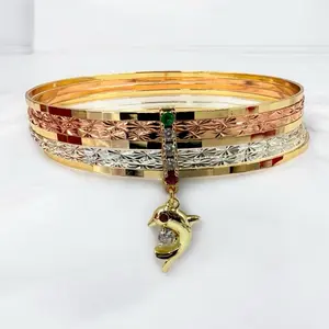 Three-Color Weekly Bracelet with Dolphin and Stone Details