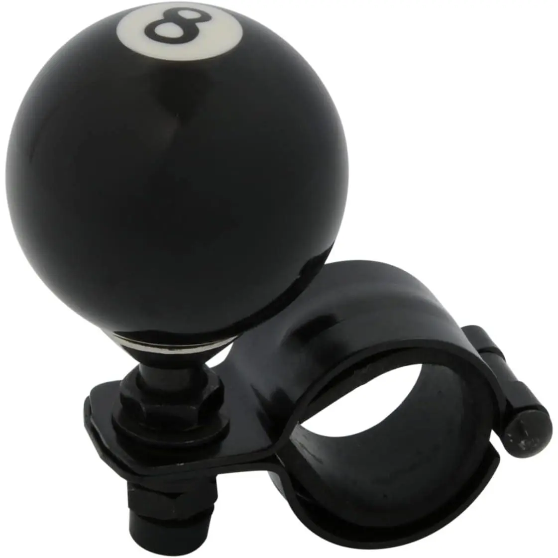 8 Ball Steering Wheel Spinner - Rubber Heavy-Duty Car Turning Handle with Adjustable Clamp, 360° Rotate, Independent Spin, Universal Fit Reversing Aid, Truck & Lawn Mower Interior Accessory for Easier Control, Lawn Mowing