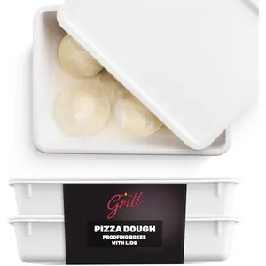 Pizza Dough Proofing Box - Pack of 2 Stackable  Trays with Covers -  as a Bread Proofing Box and Dough Container -  Pizza Storage Container (2 Pack Large)