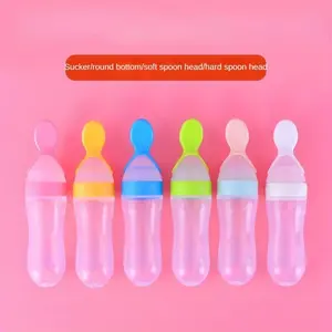 90ML Silicone Baby Bottle with Spoon and Bottle, Multifunctional Feeding Utensil for Food Distribution, BPA Free, Easy Clean
