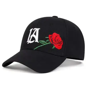 Rose flower baseball cap embroidered duckbill hat for men and women, outdoor sports fashion sun hat