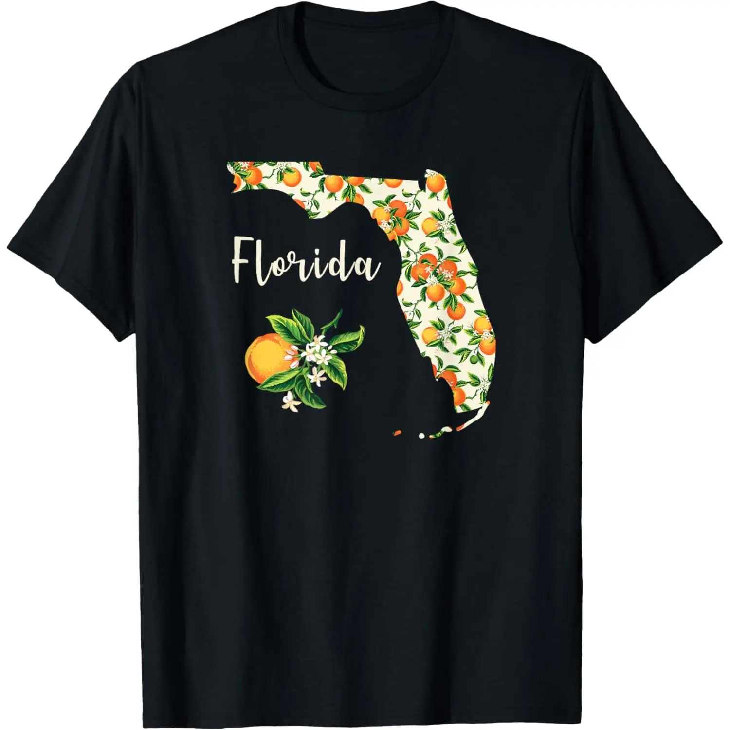 Florida Orange Blossom T-Shirt, Women's Boho Floral Print 100% Cotton Boxy Tee, Casual Street Top, Boho Floral Tshirt, Boxy Cotton Tee