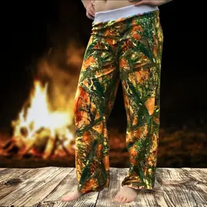 Orange Microfleece Comfy Pajama Lounge Pants Fit Loungewear