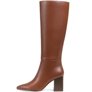 Women’s Knee High Boots with Block Heel and Pointed Toe, Structured Shaft, Sleek Silhouette and Comfortable Fit for Everyday Wear