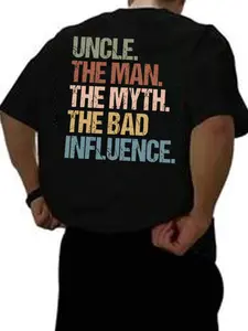 Funny Uncle Graphic Tee, Loose Casual Short Sleeve, Vintage Street Style, Men's Daily Wear, Family Gathering, Father's Day Gift