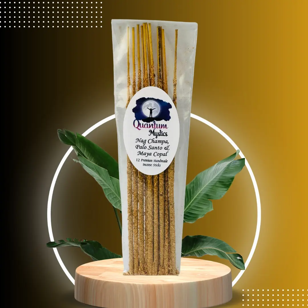 Nag Champa, Palo Santo, Maya Copal Handmade Artisanal Incense Sticks - Set of 12, USA Made, Non-Chemical -  Bamboo Charcoal Light in Nature