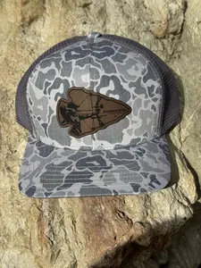 The WaterWood - Mesh 1983 Collection - 6 Panel 10 1983 Rocklash - Greystone - Laser Engraved Leather Patch- Arrow