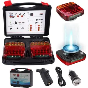 Wireless Trailer Lights Magnetic,2025 New Wireless Magnetic Trailer Lights,Portable LED Tow Tail Lights Kit Rechargeable Waterproof with Powerful Suction Base for Vehicle, Trucks, Boats, RVs