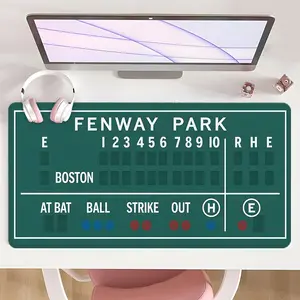 [Mouse Desk Pad] Non-Slip Mouse Pad Large Gaming Mouse Pad With Rubber Base & Stitched Edge Fenway Park Green White Retro Design Desk Top Protector Mat Desk Accessory For Home & Office Use Or Baseball Season Gift