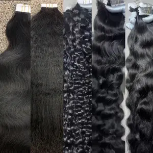 40pcs Tape-In 10A Hair Extensions 100g Grade 10a Kinky Straight Body Wave Raw Wave Burmese Curly Cambodian Wavy for Everyday Glam