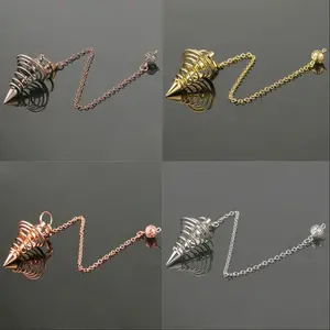 Metal pendulum spiral cone necklace decoration, antique bronze gravity concentration charm pendant, creative piece of jewelry.