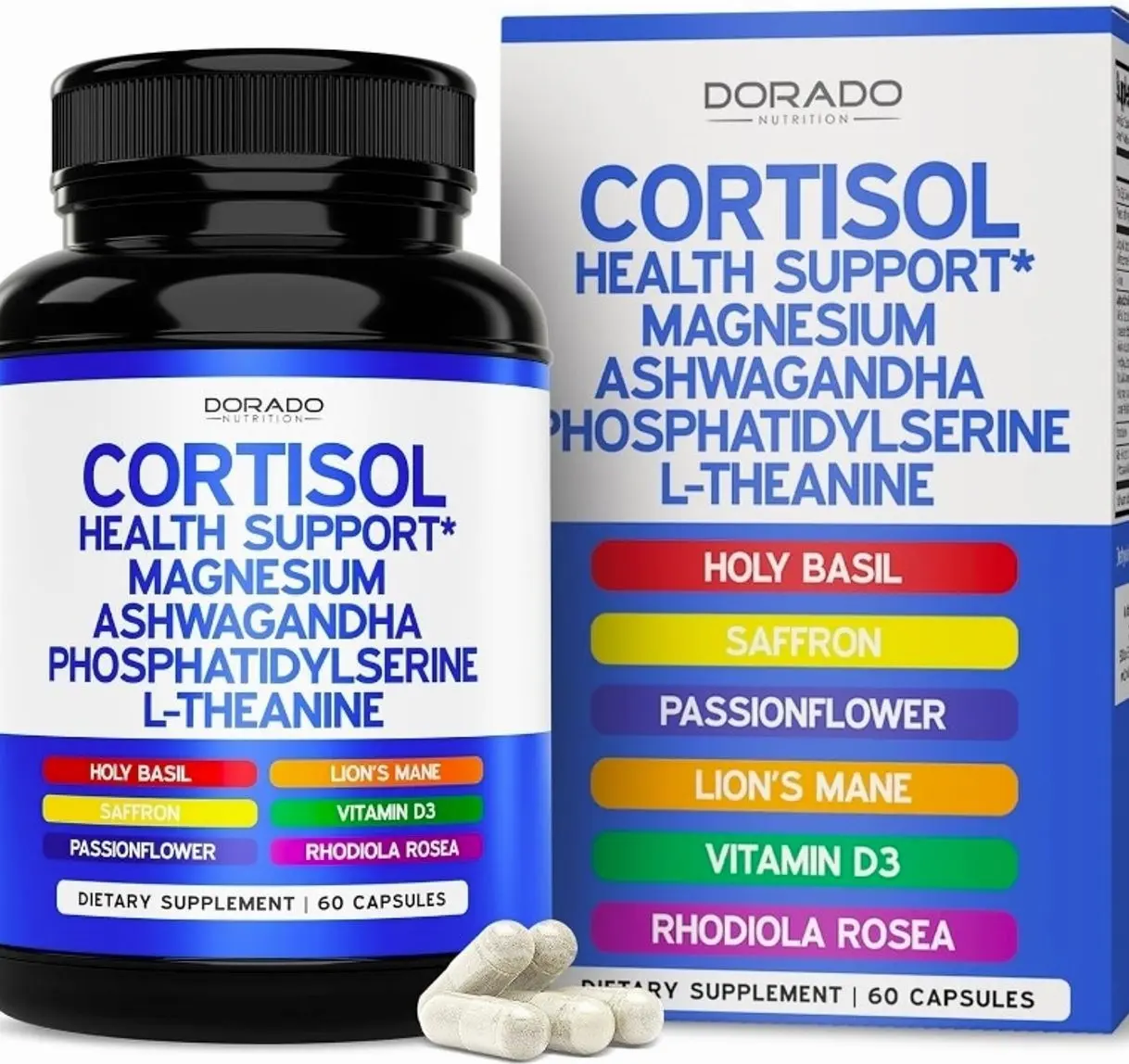 Cortisol Supplements for Women & Men with 14 in1 Blend (Magnesium, Ashwagandha, L Theanine & More) Healthy Cortisol Balance & Calm Mood Support - Third Party Tested, Non GMO, USA Made - 60 Count