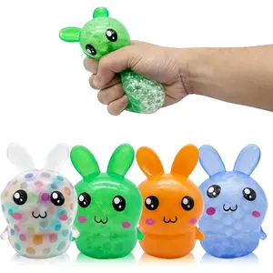 Squishy Easter Bunny,Easter Basket Stuffers Stress BallsToys for Kids Adults,4Pack Bunny Squeeze Ball Stress Relief Fidget Toys Easter Party Favor Gifts