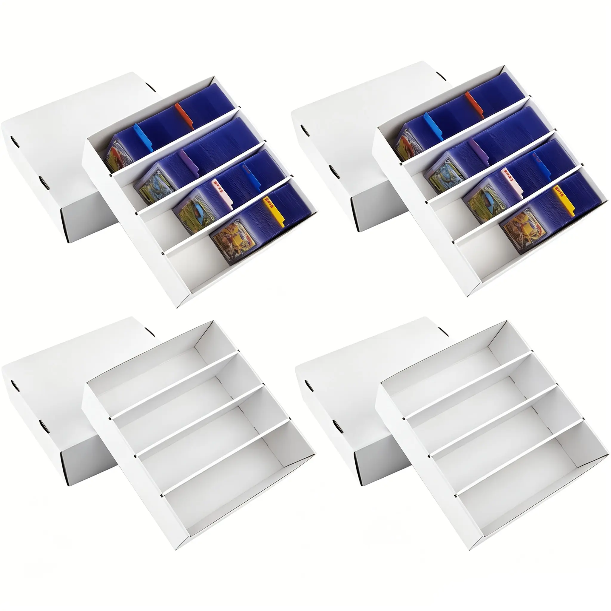 4 pack Trading Card Storage Box, TCG Hobby Box, 3900-8000 Count Collector Case, White Sports Card Organizer, Card Boxes For Sports Cards, Sorting Tray for Soccer & Basketball Cards