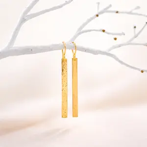 Sterling Silver Bar Earrings, Rose Gold Skinny Bar Drop Earrings, Gold Modern Stick Jewelry, Hammered Bar Earrings, Handmade Jewelry Gift for Women