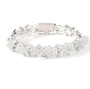 【#B341】Cross Flower Bracelet UCCIYO Sparkling Synthetic Moissanite Chain Bracelet S925 Sterling Silver