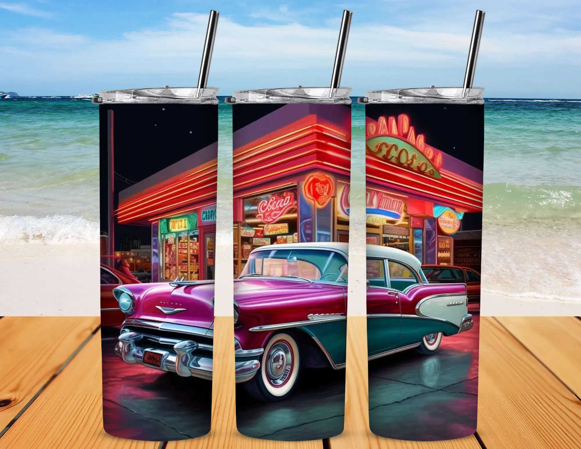 Chevy Belair  at the Drive-In Diner 20 oz Tumbler