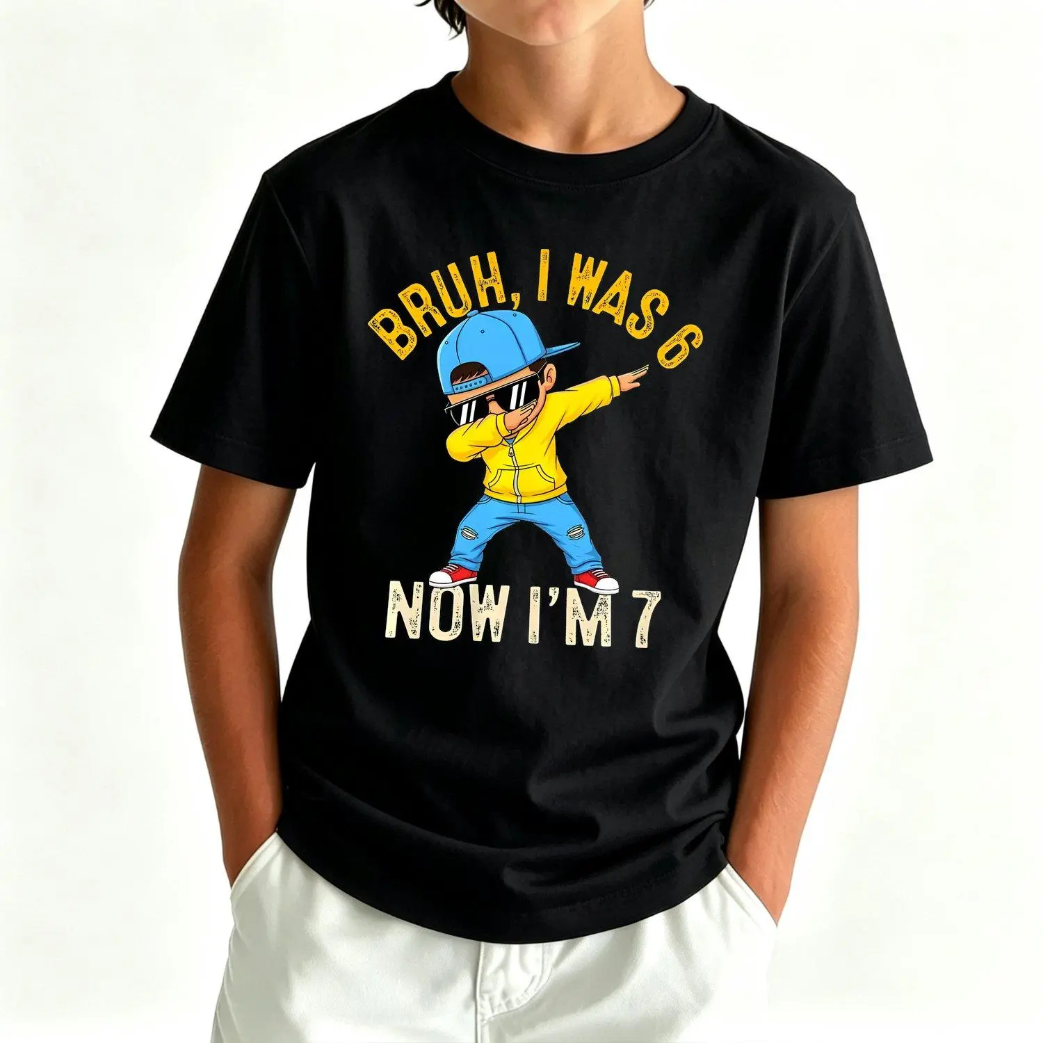 Bruh I was 6 Now Im 7 Year Old Birthday 67 Dabbing Novelty Aesthetic Graphic Fashion Boys T Shirts Trendy Cool Tees Tops for Kids
