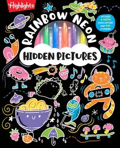 Rainbow Neon Hidden Pictures: Rainbow Activity Book with Neon Markers and Over 40 Stickers, Fun Sticker Puzzle Book for Creative Kids Ages 6-12 -- Highlights - Hardcover