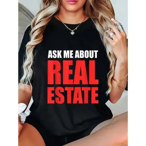 GGOR 100% Cotton Ask Me About Real Estate Agent Rent Salesperson Realtor T-Shirt