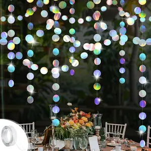 Iridescent Party Decorations,4 Pack Disco Theme Birthday Decorations with Tape, Streamer for Bachelorette Euphoria Party Supplies,Disco Party,Iridescent Decor