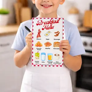 Breakfast Menu Pretend Play Notepad for Kids | Restaurant Play Set | Kids Play Kitchen | 30 Page Tear-Off Pad | Menu Pad | Gift for Kids