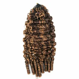 YWIGS Burmese Curly Crochet Human Hair for Miracle Knots #4/30 Boho Braids Water Curly Feather Crochet Hair#4/30, Crochet Hair Pre-Separated Burmese Curly Crochet Hair Human Hair #DealsForYouDays @spotlightday