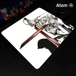 ATOM Mouse Pad  Anime Character Tempered Glass Mouse Pad, Laser Engraved Photovoltaic Glass, Super Slip Surface, Non-slip Honeycomb Base FPS Gaming Mouse Pad