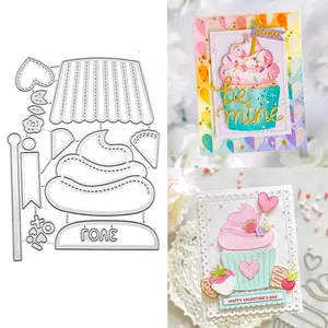 Valentine's Day Ice Cream Heart Design Metal Cutting Mold, Carbon Steel Embossing Folder, DIY Album and Card Making, Birthday and Holiday Crafts