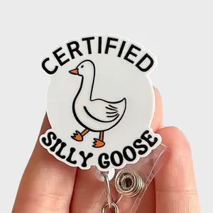 Glitter My Badge Blue Silly Goose badge reel for male nurse and hospital workers. Badge clip Badge pull - Retractable swivel clip with a 360 rotation. Great gift for coworkers.