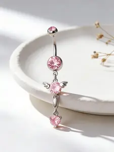 Elegant Simple Artificial Zircon Copper Belly Ring, Belly Button Ring, Geometric Design, Perfect for Beach Vacation Parties, Holiday Themes, Personal Style