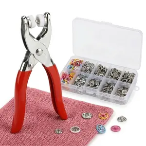 Veda 100PCS Metal Snap Button Sewing Kit - Fastener Pliers Tool Included, Professional Metal Button Press Kit for Fabric & Clothing DIY, Easy Snap System for Sewing Crafts & Repairs buckle manual pressure