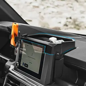 YOJOJOCO Car Phone Holder & Dashboard Tray Organizer Compatible with Toyota 2024-2026 Tacoma & 2025 2026 4Runner Accessories (Not fit 14" Screen) 360° Rotation 8-inch Screen Fixed Clip