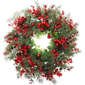 1pc Xmas Wreath Decor Artificial Garland Pendant for Door and Wall Hanging Party Decoration Create Festive Atmosphere for Parties and Christmas Celebrations