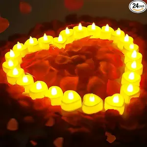 2000PCS Silk Rose Petals with 24 LED Tea Lights Candles, Romantic Night Decoration Set, Romantic Valentine, Wedding Anniversary, Send her and him Memories