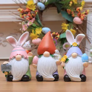 New Easter Bunny Figurine Fairy Doll Home Desktop Holiday Decoration, Cute Resurrection Rabbit Ornament for Spring Festive Decor, Easter Theme