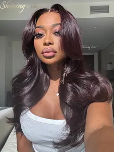 【Blend】180% Burgundy Body Wave 34 Inch 13X4 Hd Transparent Lace Frontal Wigs Red 99J Colored 13X6 Curly Lace Front Wigs With Baby Hair
