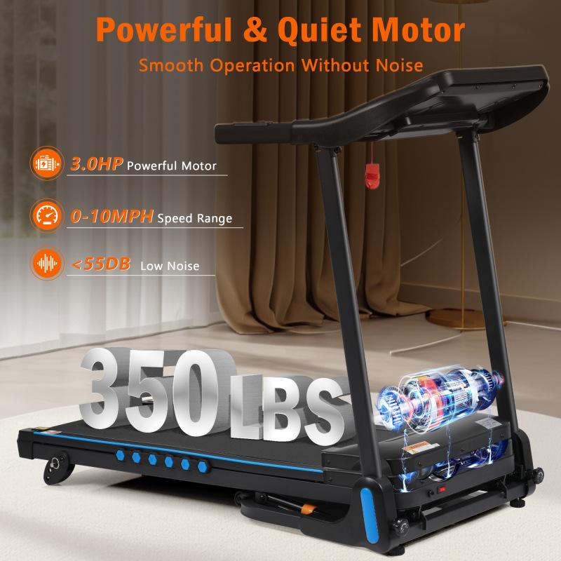 NEW Incline Treadmill for Running and Walking, 3.0 HP Treadmills For Home 350 lbs Weight Capacity Hydraulic System Auto-Folding Treadmill with Type C & USB Charge Station , 10MPH, Bluetooth Speaker vibration  plate