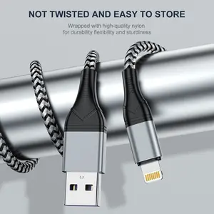 3 Pack Fast Charger Cable 6FT Braided Charging Cord For Apple iPhone 14 13 12 11