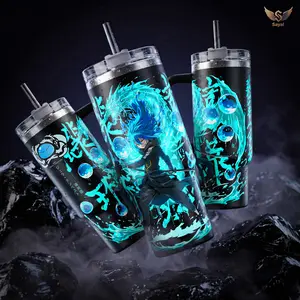 Rimuru Tempest Jura Tempest Federation That Time I Got Reincarnated as a Slime Tumbler Water Magic Sword Design Art with Text Vacuum Insulated Stainless Steel Cup with Comfort Handle Leak-Proof Straw Hot Cold Beverage Container Otaku Weeb Gift Fans