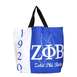 1920 Blue White Large Shopper Tote ZPB