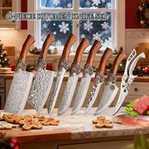 Professional Chef's Knife Set 8 Pieces-The blade is made of high-quality CR15MOV stainless steel- Premium Stainless Steel Cutlery Set Multifunctional Stainless Steel Bone Knife German Steel Magnetic Knife Set