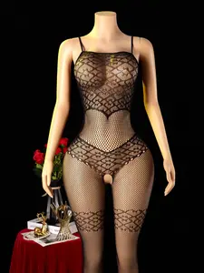 Sheer Mesh One-Piece Underwear, Full-Body Fishnet Lingerie, Sexy Sleepwear, Nightclub, Universal Size