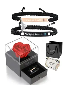 Couple bracelets Always&forever matching bracelets promise bracelets love bracelet gifts and rose, Personalized jewelry gift boxes suitable for couples Christmas, Valentine's