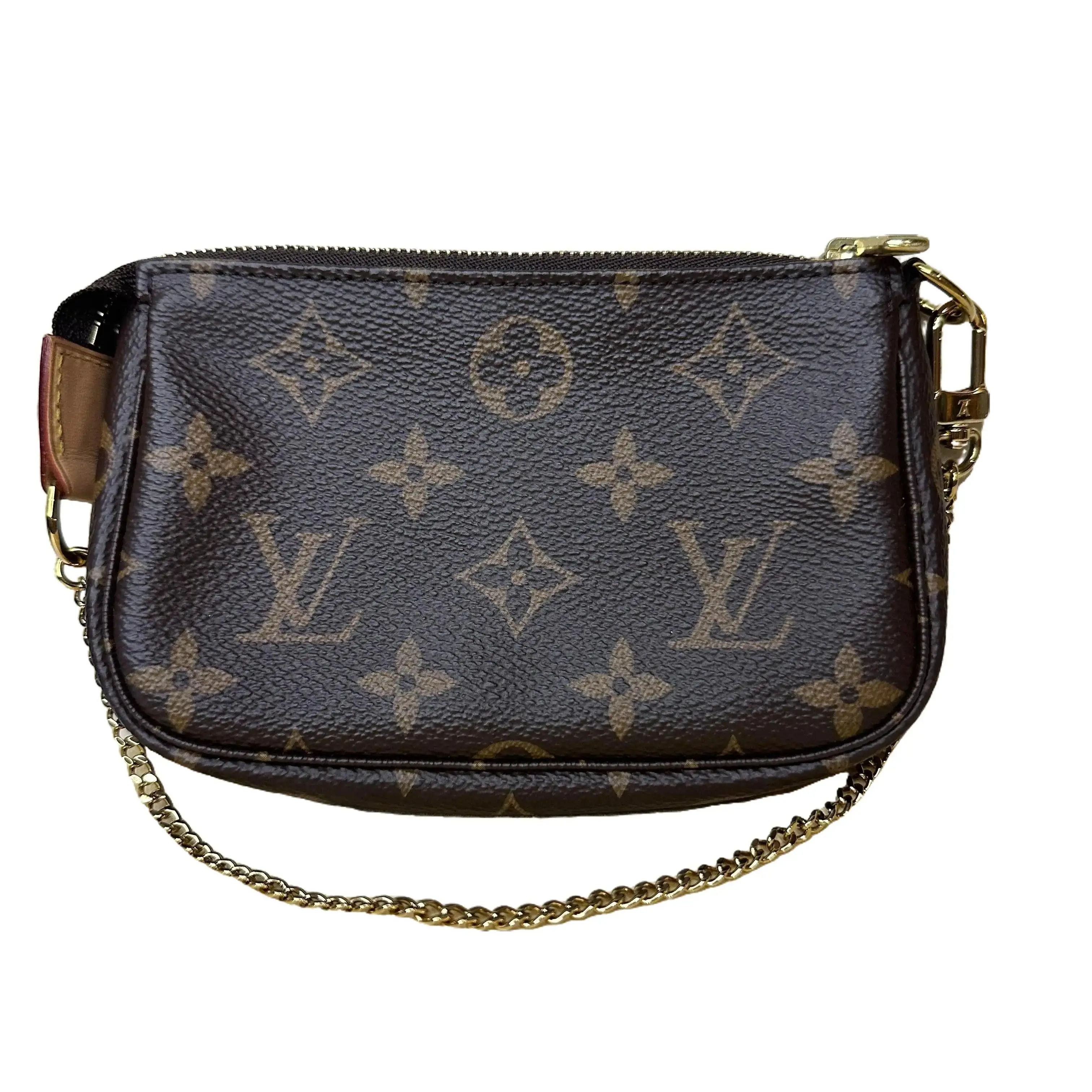 Pre-owned Canvas Clutches & Wristlets Monogram Mini Pouchette with chain