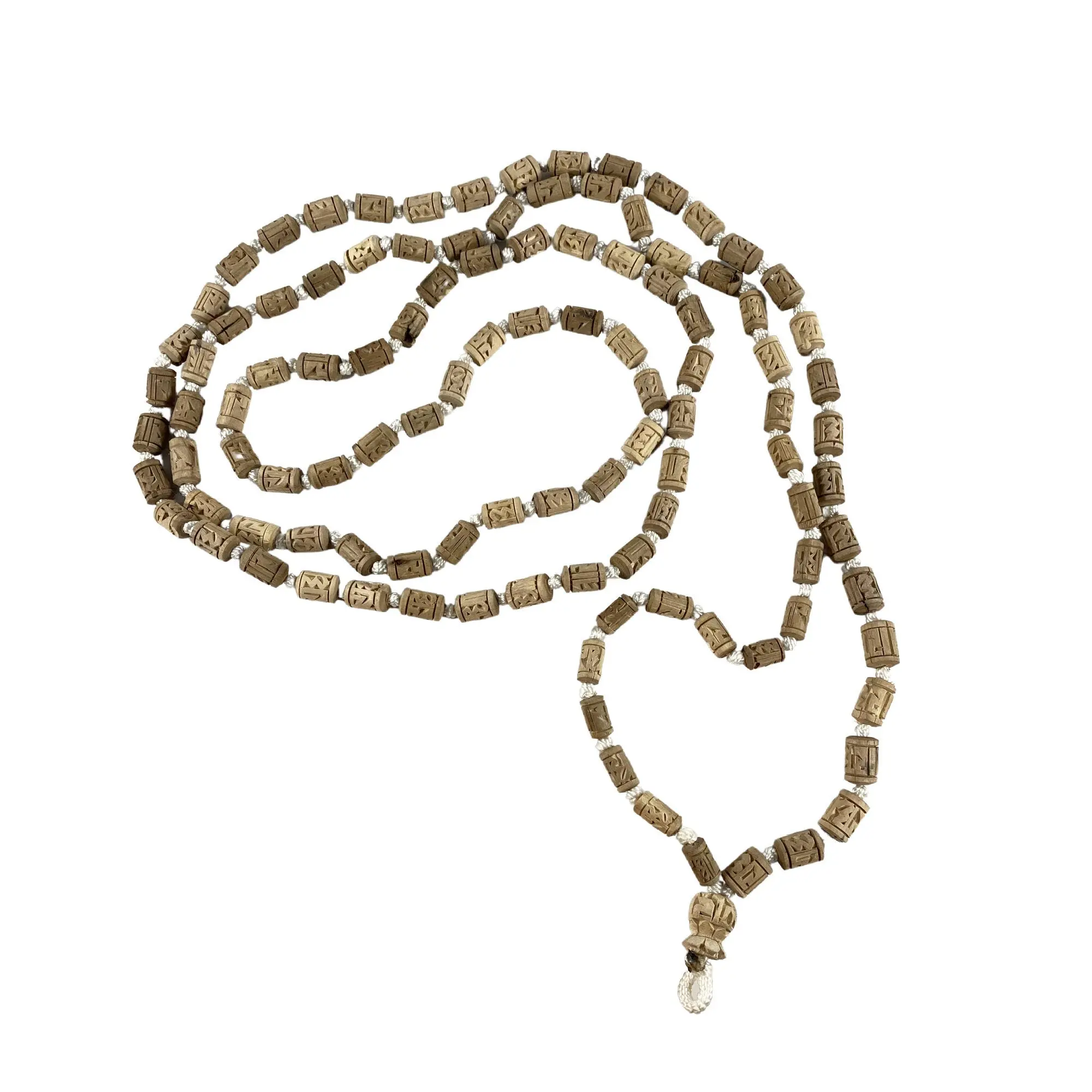 Hand-Carved Tulsi Japamala - 108 Beads (15mm x 10mm), 80in Meditation Aid, Custom Name Carving, 108+Guru, Unique and Powerful Daily Sadhana Home Religious Decor Supply for Religious Enthusiasts