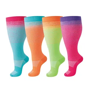4 Pairs Unisex Striped Compression Socks, Soft Stretchy Plus Size Compression Socks Suitable For Daily Casual Outfits And Various Daily Sports Activities