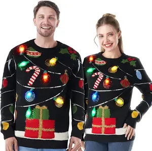 JOYIN LED Light Up Christmas Sweater Women Men Couples,Ugly Christmas Sweater Kids with Light Bulbs, Pullovers 2025