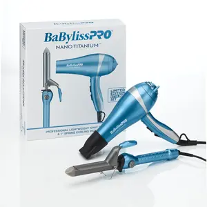 BaBylissPRO Nano Titanium Lightweight Ionic Dryer & 1" Spring Curling Iron BNTPP68