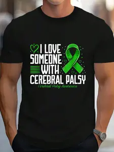 100% Cotton Cerebral Palsy Awareness I Love Someone With Cerebral Palsy T-Shirt Women's Men's Graphic Tee Crew Neck summer vacation Tops
